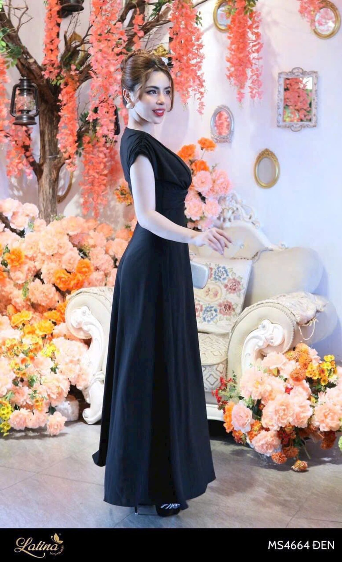 Đầm maxi nữ phối cổ v nhúng tay sang trọng hàng cao cấp Đầm maxi nữ phối cổ v nhúng tay sang trọng hàng cao cấp