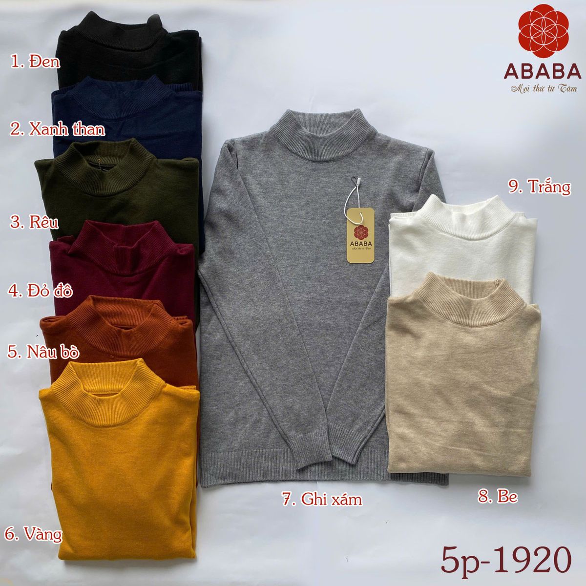 Áo len nam cổ 5p, áo nam cổ cao, nhiều màu Hà Đinh 5p-1920