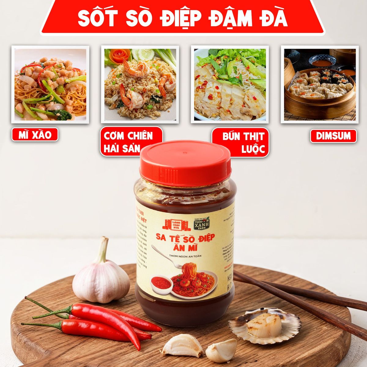 Sa tế sò điệp Làng Chài Xưa hủ 260g dùng ăn mì, các món chiên, nướng, phở, bún, cơm thơm ngon an toàn Sa tế sò điệp Làng Chài Xưa hủ 260g dùng ăn mì, các món chiên, nướng, phở, bún, cơm thơm ngon an toàn