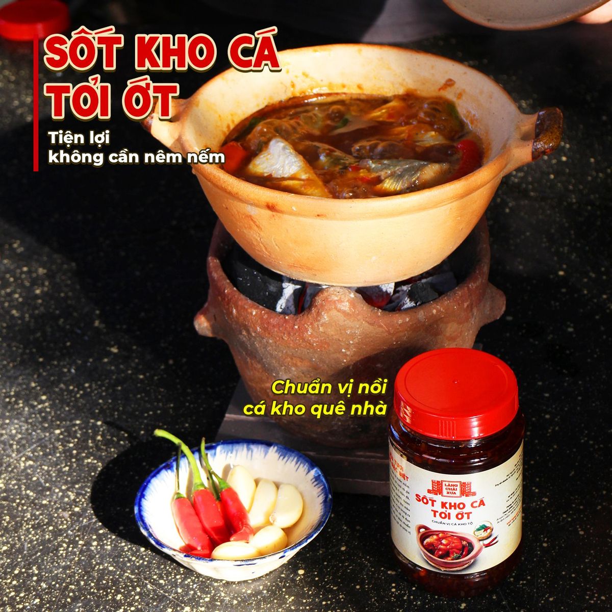 Sốt kho cá tỏi ớt Làng Chài Xưa 280g chuẩn vị cá kho thơm ngon tròn vị như kho thủ công - kho được 1.5kg cá Sốt kho cá tỏi ớt Làng Chài Xưa 280g chuẩn vị cá kho thơm ngon tròn vị như kho thủ công - kho được 1.5kg cá