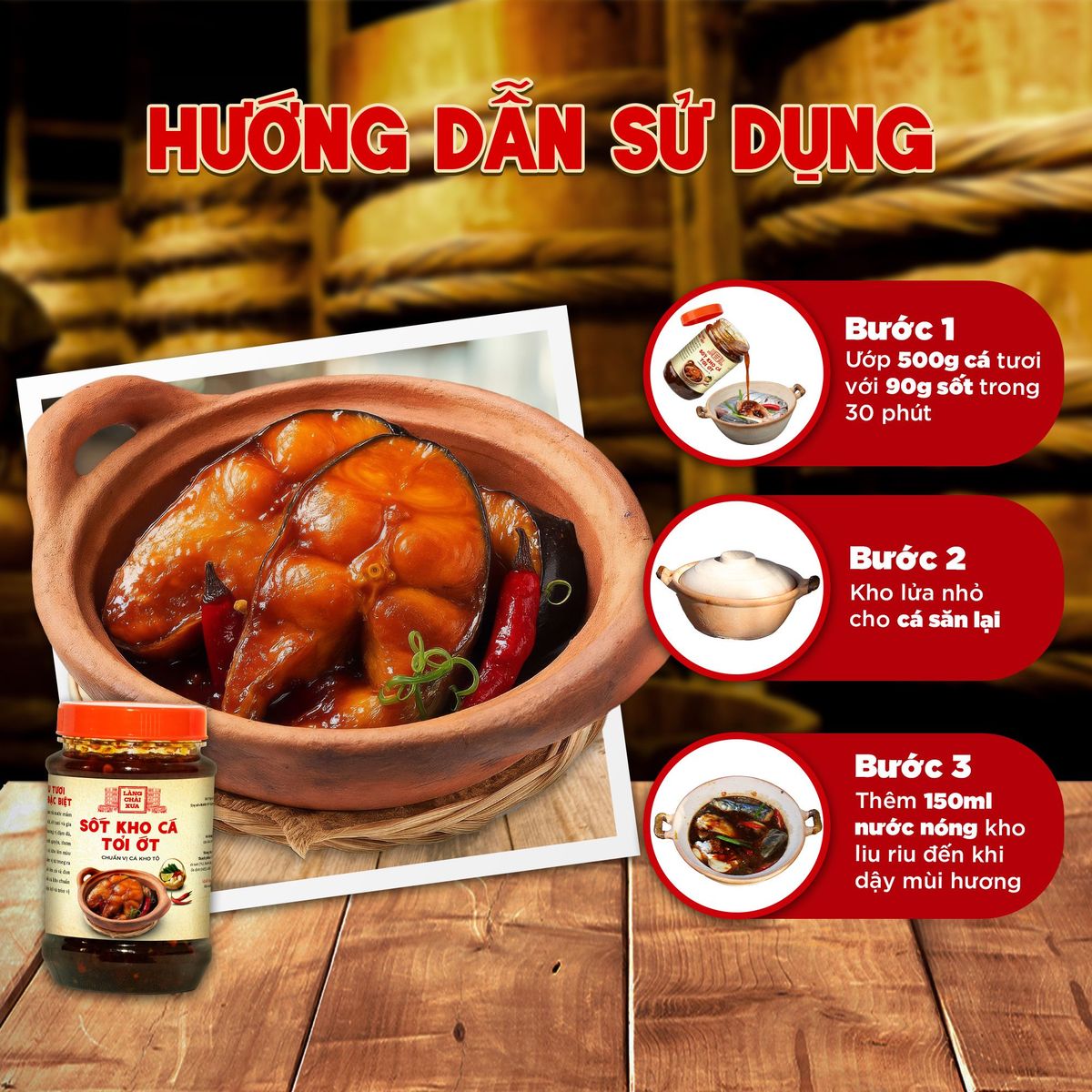 Sốt kho cá tỏi ớt Làng Chài Xưa 280g chuẩn vị cá kho thơm ngon tròn vị như kho thủ công - kho được 1.5kg cá Sốt kho cá tỏi ớt Làng Chài Xưa 280g chuẩn vị cá kho thơm ngon tròn vị như kho thủ công - kho được 1.5kg cá