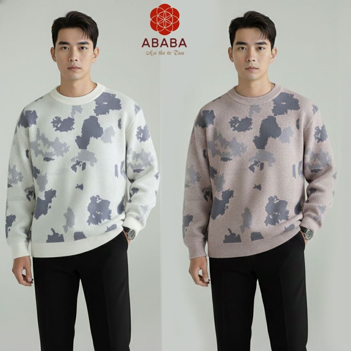 Áo len nam cổ tròn áo cổ 3p len nam len nhung dày siêu ấm họa tiết trẻ trung Hà Đinh – M L XL XXL – 3p-913loang Bán sỉ bán buôn