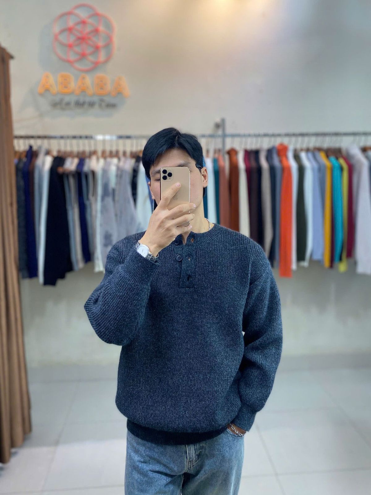 Áo Len Nam Cổ Henley hàng QC cao cấp Dày Size M L XL XXL 3XL Hà Đinh - HENLEY-F68118 Áo Len Nam Cổ Henley hàng QC cao cấp Dày Size M L XL XXL 3XL Hà Đinh - HENLEY-F68118