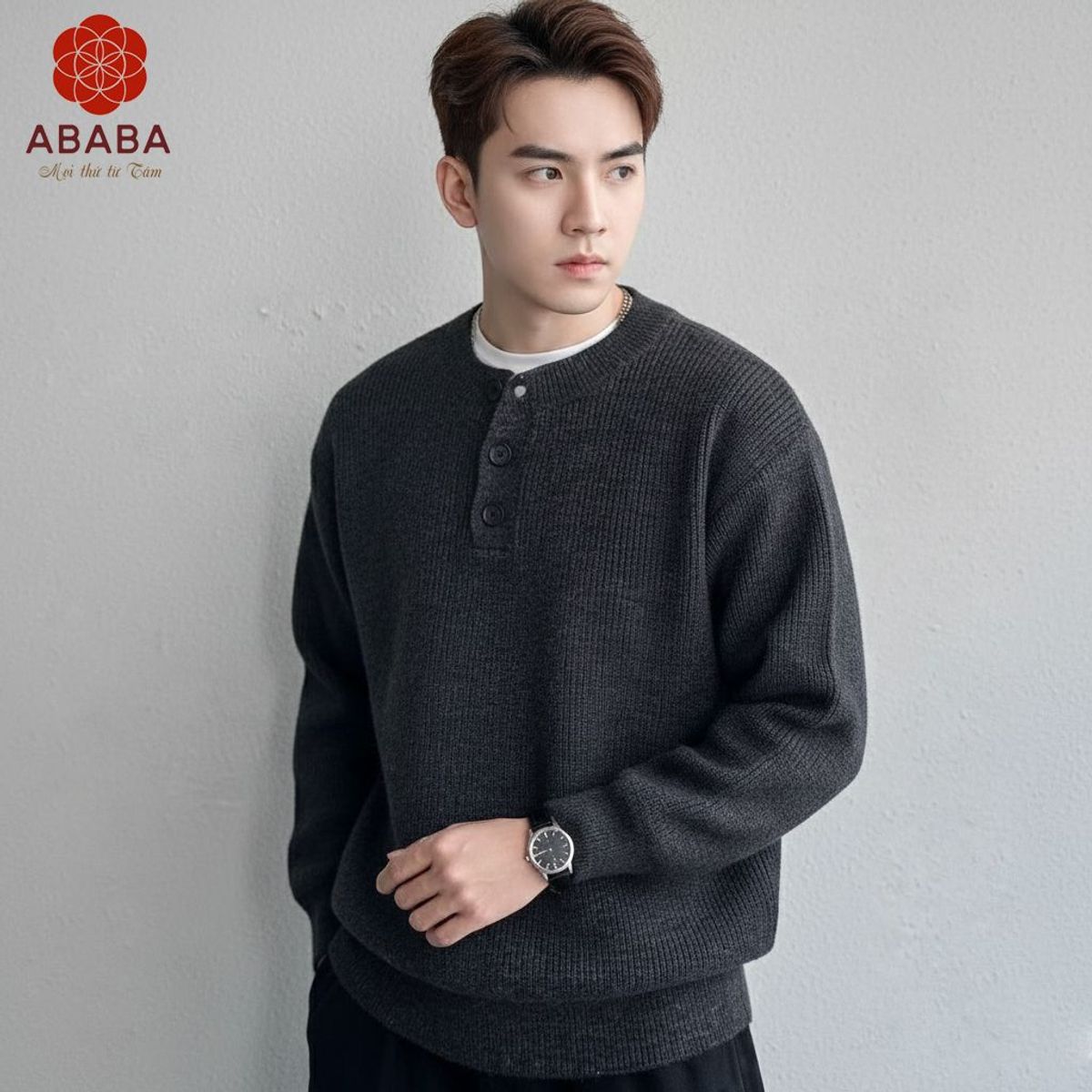 Áo Len Nam Cổ Henley hàng QC cao cấp Dày Size M L XL XXL 3XL Hà Đinh - HENLEY-F68118 Áo Len Nam Cổ Henley hàng QC cao cấp Dày Size M L XL XXL 3XL Hà Đinh - HENLEY-F68118