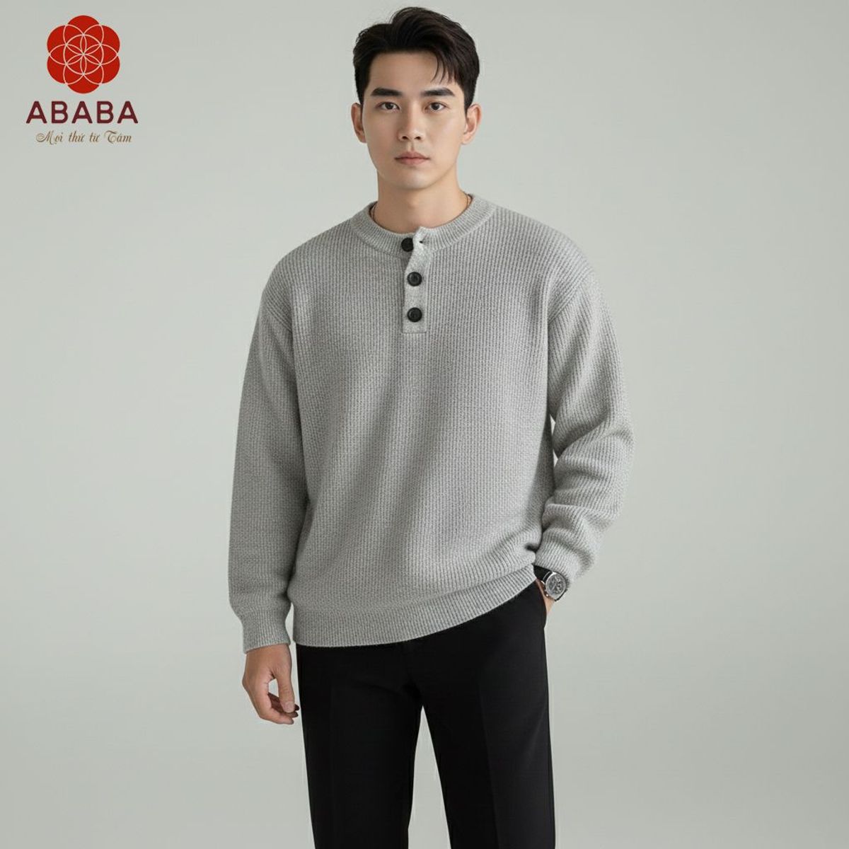Áo Len Nam Cổ Henley hàng QC cao cấp Dày Size M L XL XXL 3XL Hà Đinh - HENLEY-F68118 Áo Len Nam Cổ Henley hàng QC cao cấp Dày Size M L XL XXL 3XL Hà Đinh - HENLEY-F68118