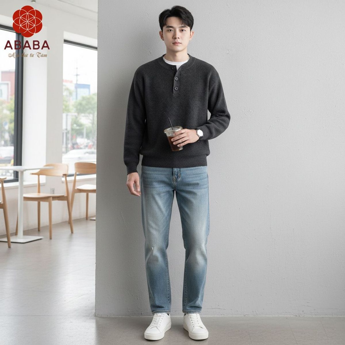 Áo Len Nam Cổ Henley hàng QC cao cấp Dày Size M L XL XXL 3XL Hà Đinh - HENLEY-F68118 Áo Len Nam Cổ Henley hàng QC cao cấp Dày Size M L XL XXL 3XL Hà Đinh - HENLEY-F68118