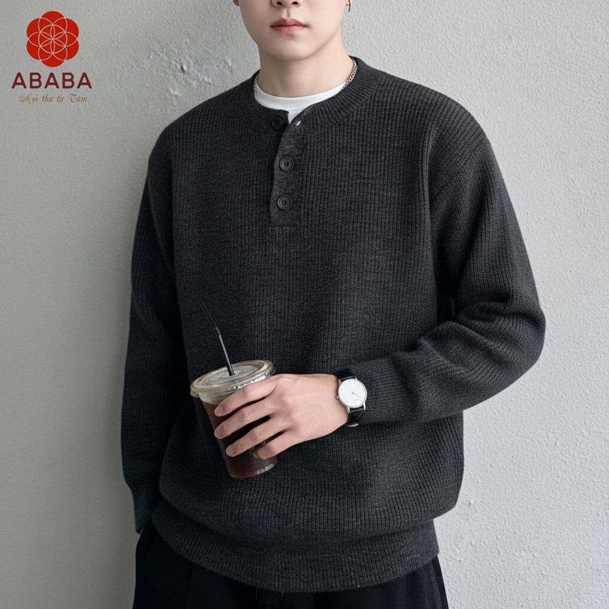 Áo Len Nam Cổ Henley hàng QC cao cấp Dày Size M L XL XXL 3XL Hà Đinh - HENLEY-F68118 Áo Len Nam Cổ Henley hàng QC cao cấp Dày Size M L XL XXL 3XL Hà Đinh - HENLEY-F68118