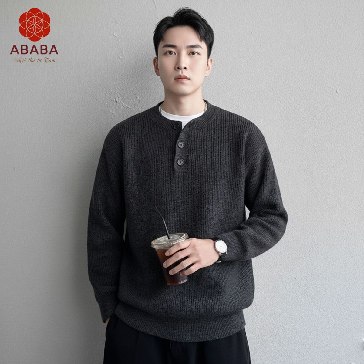 Áo Len Nam Cổ Henley hàng QC cao cấp Dày Size M L XL XXL 3XL Hà Đinh - HENLEY-F68118 Áo Len Nam Cổ Henley hàng QC cao cấp Dày Size M L XL XXL 3XL Hà Đinh - HENLEY-F68118