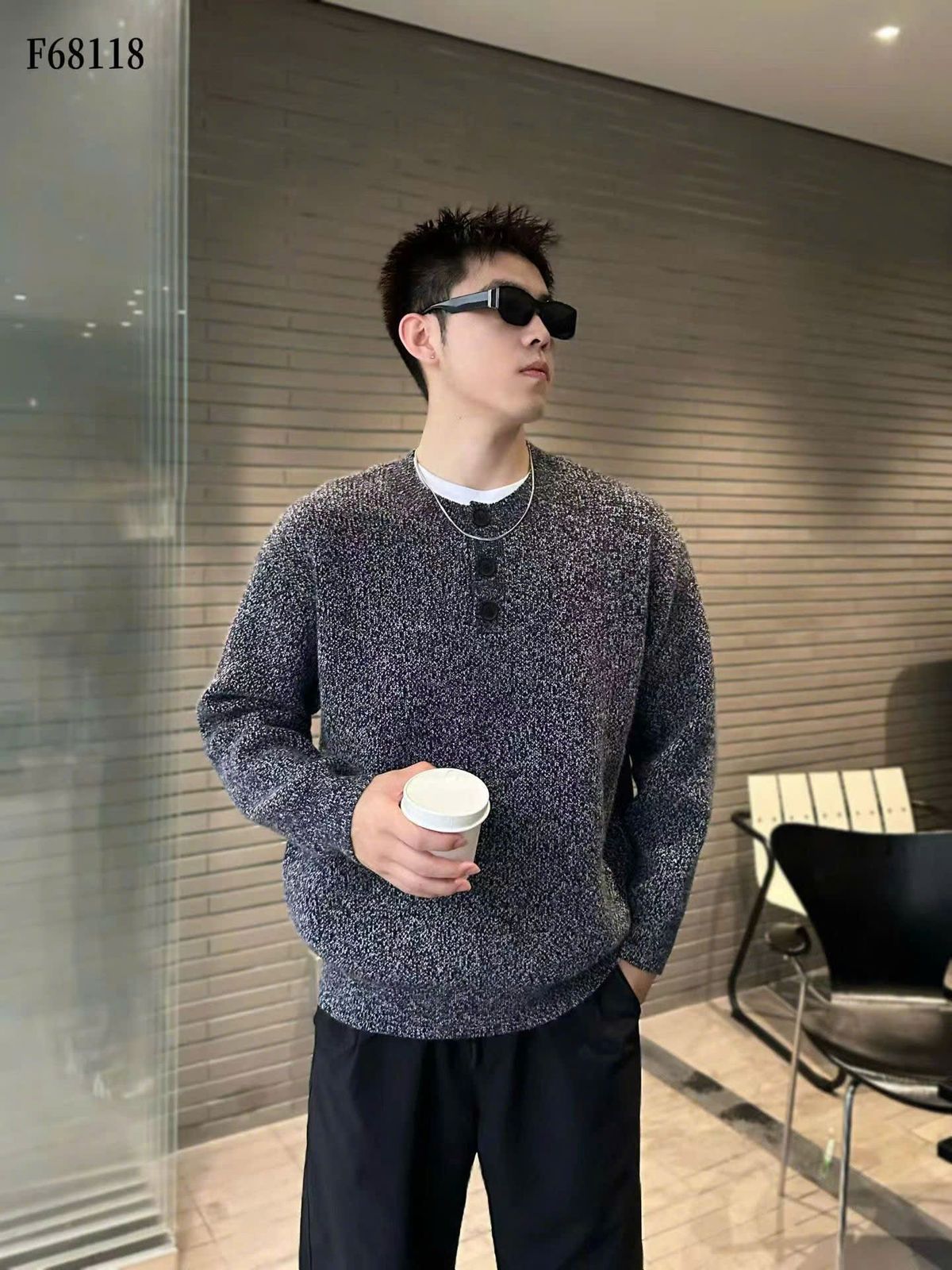 Áo Len Nam Cổ Henley hàng QC cao cấp Dày Size M L XL XXL 3XL Hà Đinh - HENLEY-F68118 Áo Len Nam Cổ Henley hàng QC cao cấp Dày Size M L XL XXL 3XL Hà Đinh - HENLEY-F68118