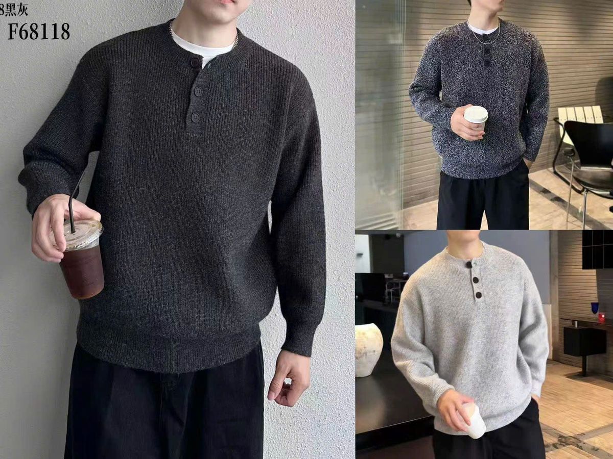 Áo Len Nam Cổ Henley hàng QC cao cấp Dày Size M L XL XXL 3XL Hà Đinh - HENLEY-F68118 Áo Len Nam Cổ Henley hàng QC cao cấp Dày Size M L XL XXL 3XL Hà Đinh - HENLEY-F68118
