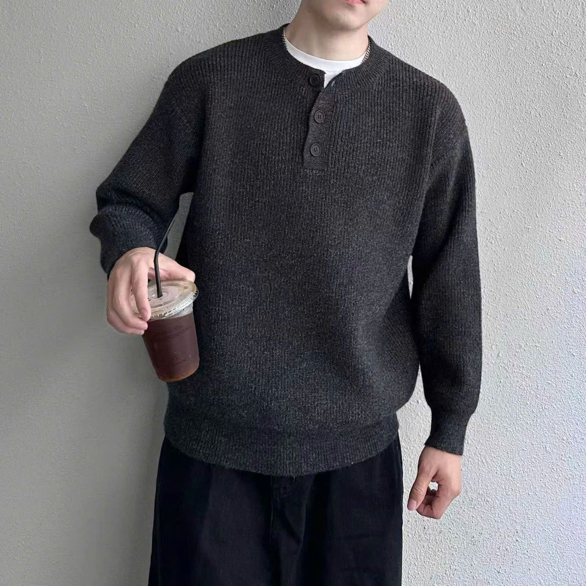 Áo Len Nam Cổ Henley hàng QC cao cấp Dày Size M L XL XXL 3XL Hà Đinh - HENLEY-F68118 Áo Len Nam Cổ Henley hàng QC cao cấp Dày Size M L XL XXL 3XL Hà Đinh - HENLEY-F68118