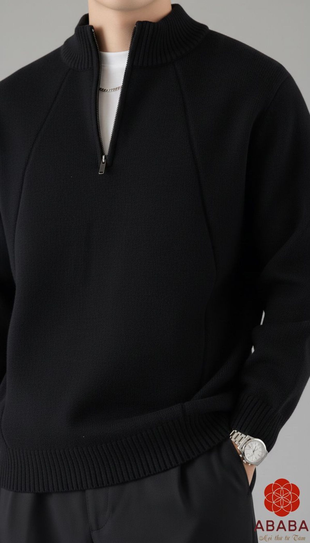 Mẫu áo len nam cổ 5p khóa zip hàng Cao Cấp Dày 2 màu Đen - Ghi Size M L XL XXL 3XL Hà Đinh - 5pzip-f6639 Mẫu áo len nam cổ 5p khóa zip hàng Cao Cấp Dày 2 màu Đen - Ghi Size M L XL XXL 3XL Hà Đinh - 5pzip-f6639