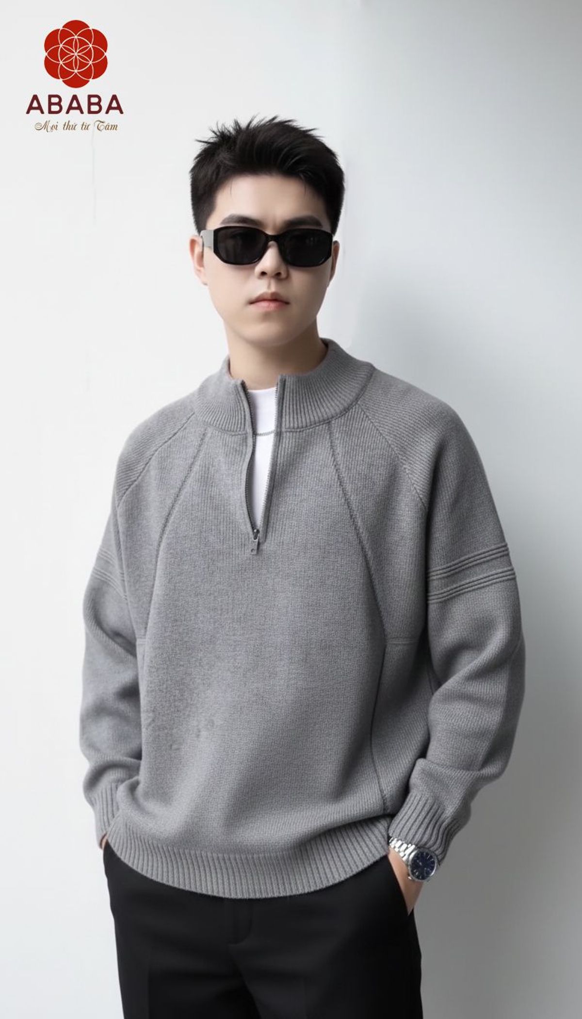 Mẫu áo len nam cổ 5p khóa zip hàng Cao Cấp Dày 2 màu Đen - Ghi Size M L XL XXL 3XL Hà Đinh - 5pzip-f6639 Mẫu áo len nam cổ 5p khóa zip hàng Cao Cấp Dày 2 màu Đen - Ghi Size M L XL XXL 3XL Hà Đinh - 5pzip-f6639