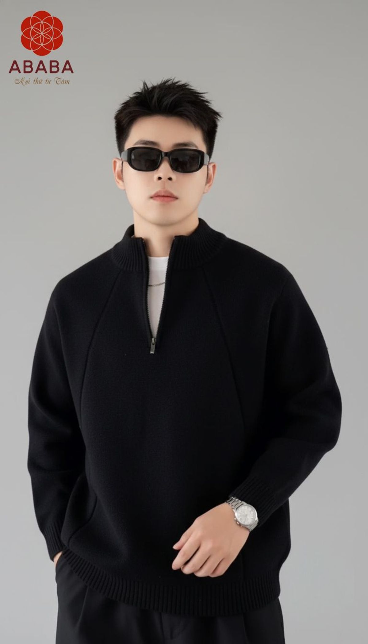 Mẫu áo len nam cổ 5p khóa zip hàng Cao Cấp Dày 2 màu Đen - Ghi Size M L XL XXL 3XL Hà Đinh - 5pzip-f6639 Mẫu áo len nam cổ 5p khóa zip hàng Cao Cấp Dày 2 màu Đen - Ghi Size M L XL XXL 3XL Hà Đinh - 5pzip-f6639