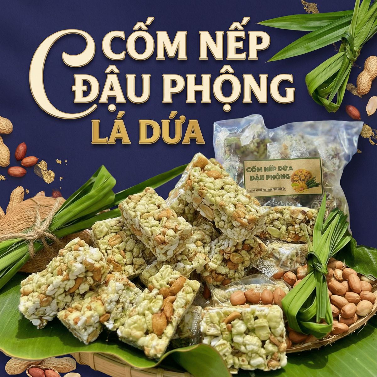 CỐM NẾP ĐẬU PHỘNG LÁ DỨA CỐT DỪA TUỔI THƠ 1KG - WINNIE HOUSE CỐM NẾP ĐẬU PHỘNG LÁ DỨA CỐT DỪA TUỔI THƠ 1KG - WINNIE HOUSE