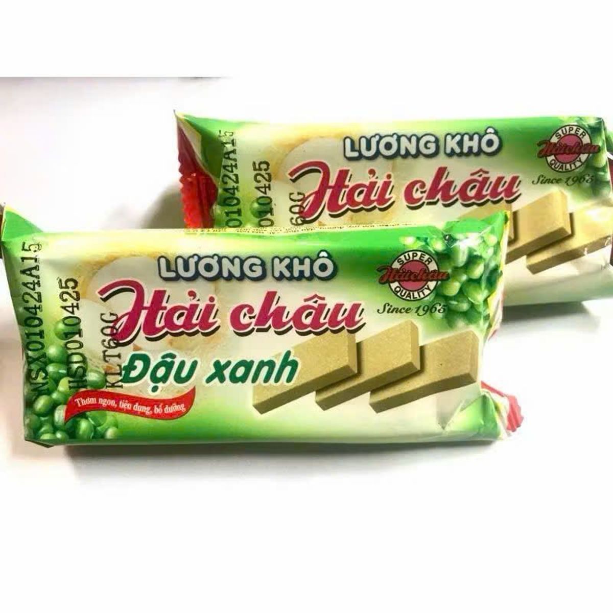 Lương khô Hải Châu 65gr/gói/2 thanh, vị ĐẬU XANH hoặc CACAO, thơm béo, nhiều dinh dưỡng - SET 10 GÓI Lương khô Hải Châu 65gr/gói/2 thanh, vị ĐẬU XANH hoặc CACAO, thơm béo, nhiều dinh dưỡng - SET 10 GÓI