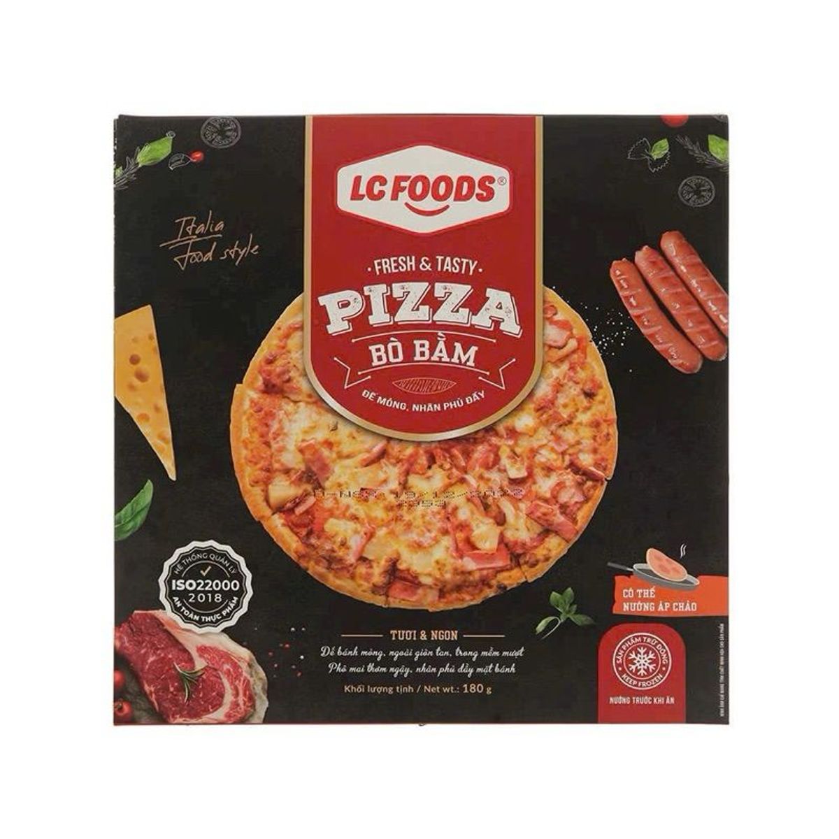 Pizza hải sản - Xúc Xích - Bò Bằm LC food 140g Pizza hải sản - Xúc Xích - Bò Bằm LC food 140g