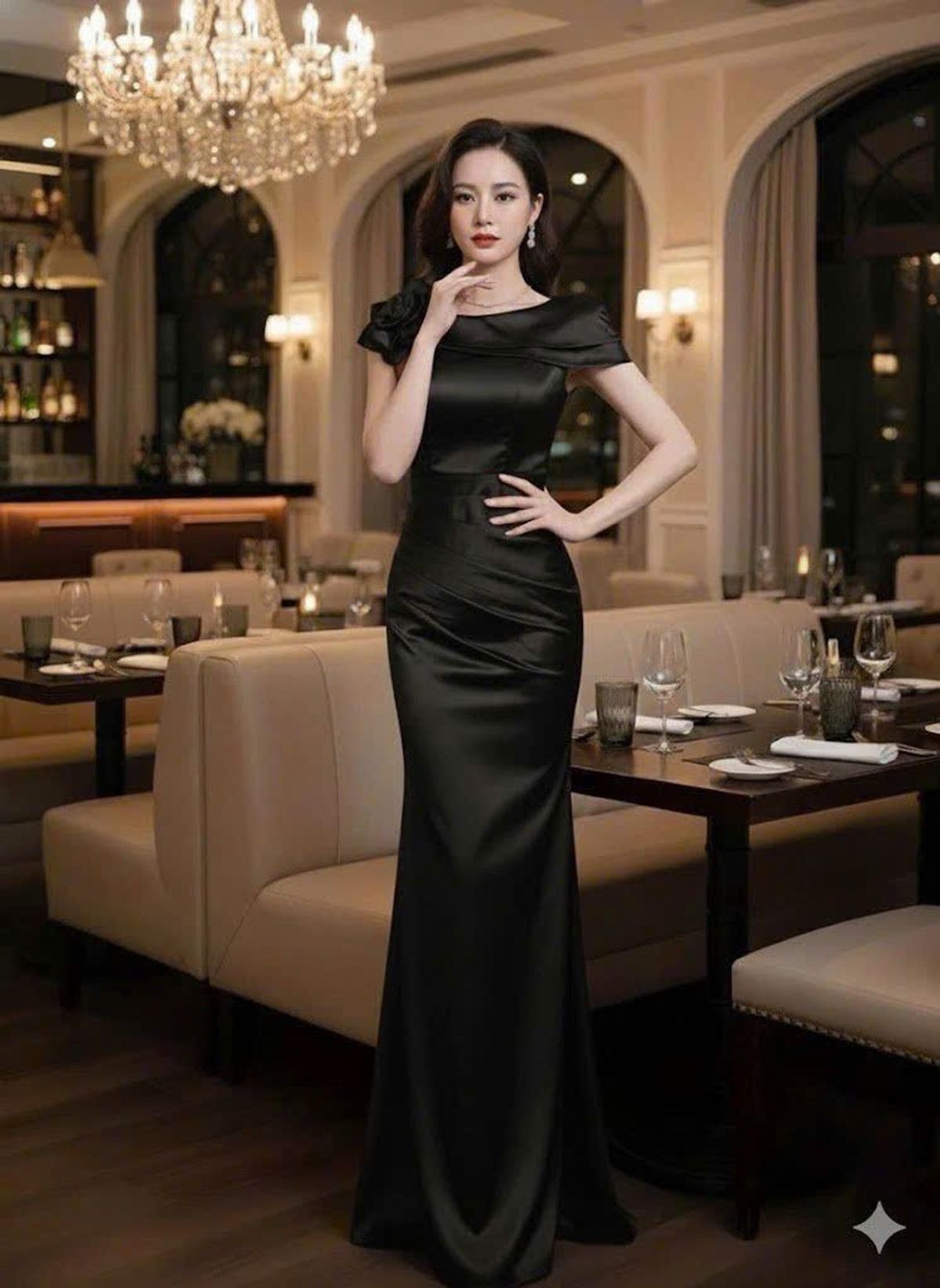 Đầm dạ hội trễ vai cách điệu sang trọng hàng cao cấp Đầm dạ hội trễ vai cách điệu sang trọng hàng cao cấp