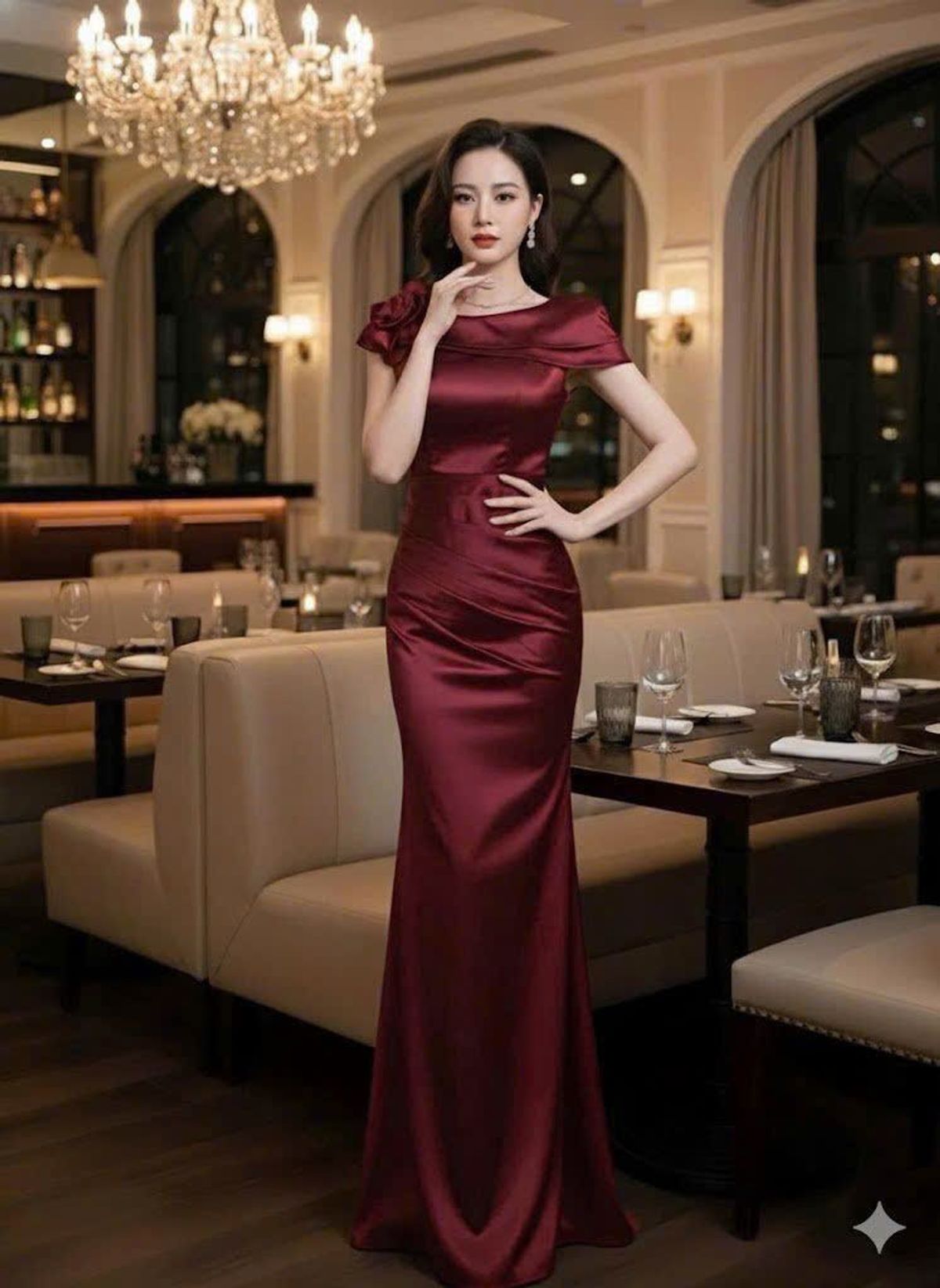 Đầm dạ hội trễ vai cách điệu sang trọng hàng cao cấp Đầm dạ hội trễ vai cách điệu sang trọng hàng cao cấp