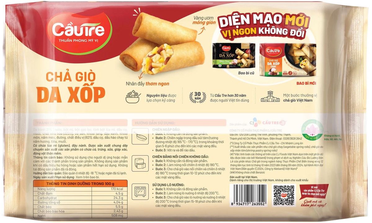 Chả giò da xốp chay Cầu Tre 400g Chả giò da xốp chay Cầu Tre 400g