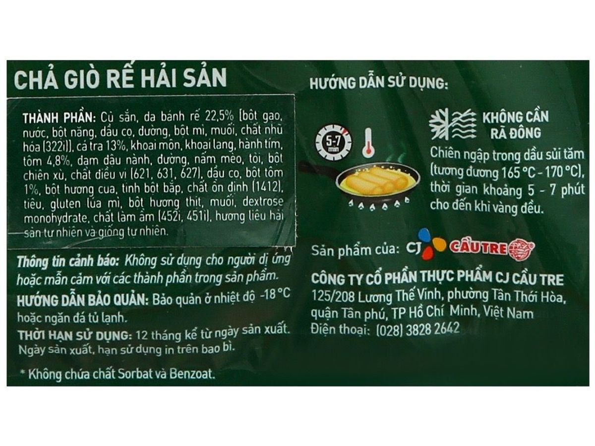 Chả giò Rế Hải Sản Cầu Tre gói 500g Chả giò Rế Hải Sản Cầu Tre gói 500g
