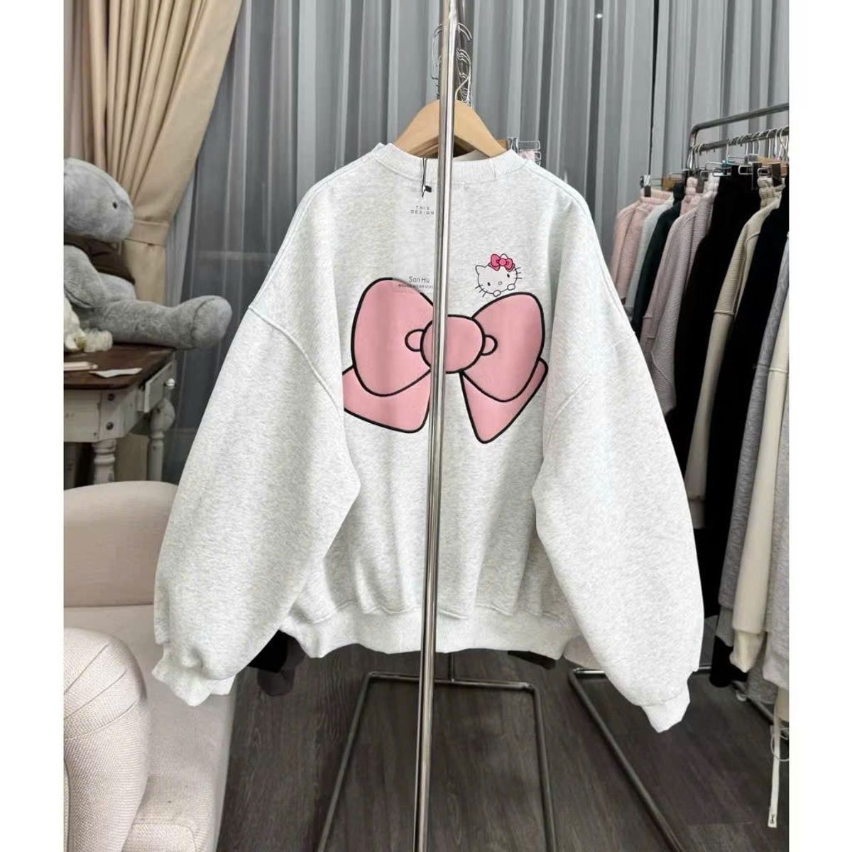 Áo SWETER nữ hình NƠ HỒNG in pét xịn Áo SWETER nữ hình NƠ HỒNG in pét xịn