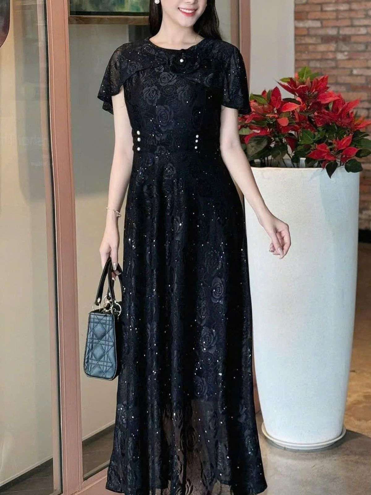 Đầm MAXI trung niên dự tiệc sang trọng vải thun lưới tặng mẹ co giãn tốt bigsize 75kg M705 Đầm MAXI trung niên dự tiệc sang trọng vải thun lưới tặng mẹ co giãn tốt bigsize 75kg M705