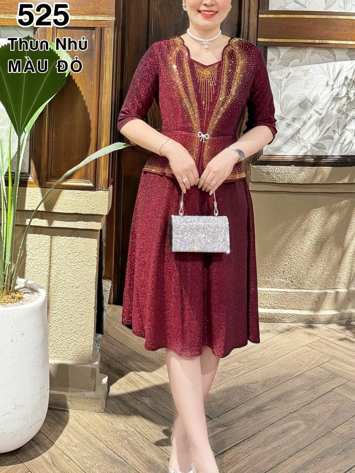 Đầm dạ hội trung niên chất liệu thun nhũ co giãn cực tốt. cho mẹ dự tiệc sang trọng bigsize 75KG M525 Nữ Women Đầm dạ hội trung niên chất liệu thun nhũ co giãn cực tốt. cho mẹ dự tiệc sang trọng bigsize 75KG M525 Nữ Women