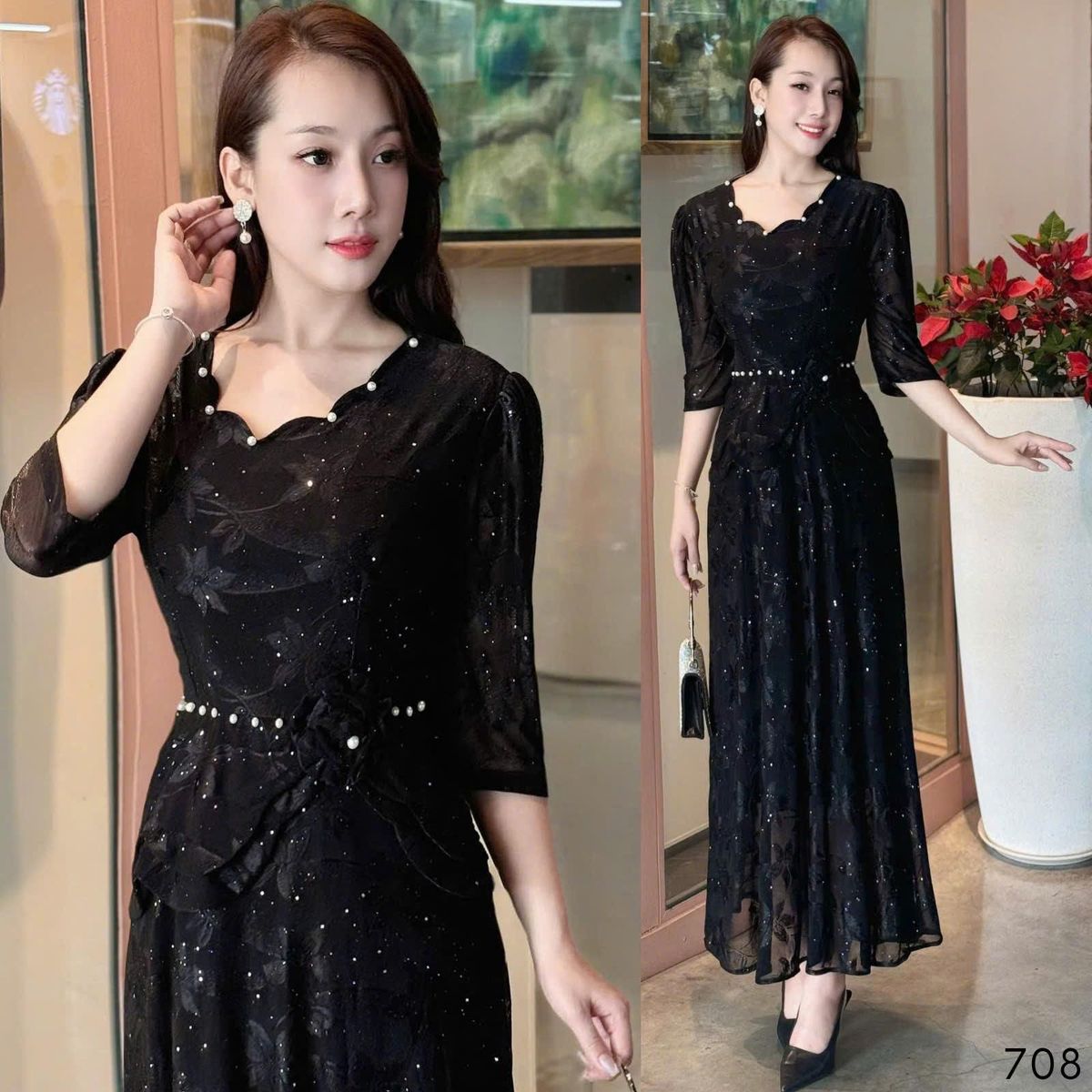Đầm MAXI trung niên dự tiệc sang trọng vải thun lưới tặng mẹ co giãn tốt bigsize 75kg M708 Đầm MAXI trung niên dự tiệc sang trọng vải thun lưới tặng mẹ co giãn tốt bigsize 75kg M708