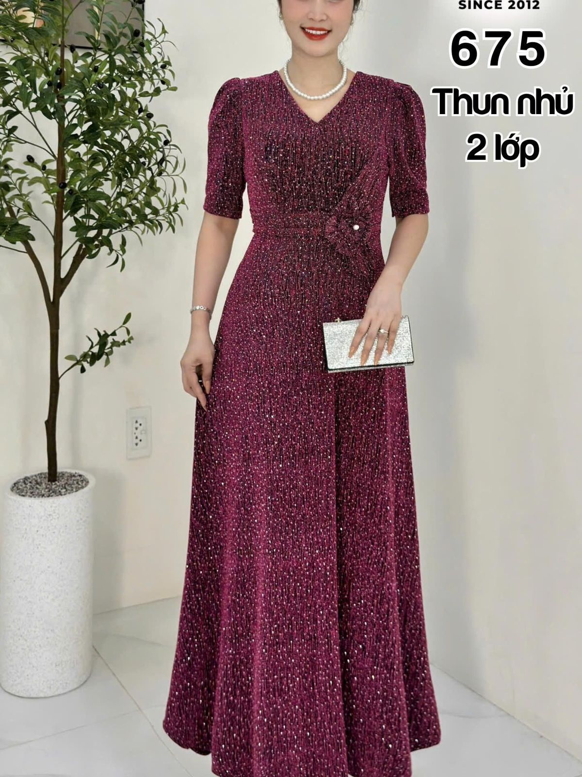 Đầm maxi trung niên dự tiệc sang trọng vải thun nhũ cao cấp đính đá, tặng mẹ co giãn tốt bigsize 80kg M675 Đầm maxi trung niên dự tiệc sang trọng vải thun nhũ cao cấp đính đá, tặng mẹ co giãn tốt bigsize 80kg M675