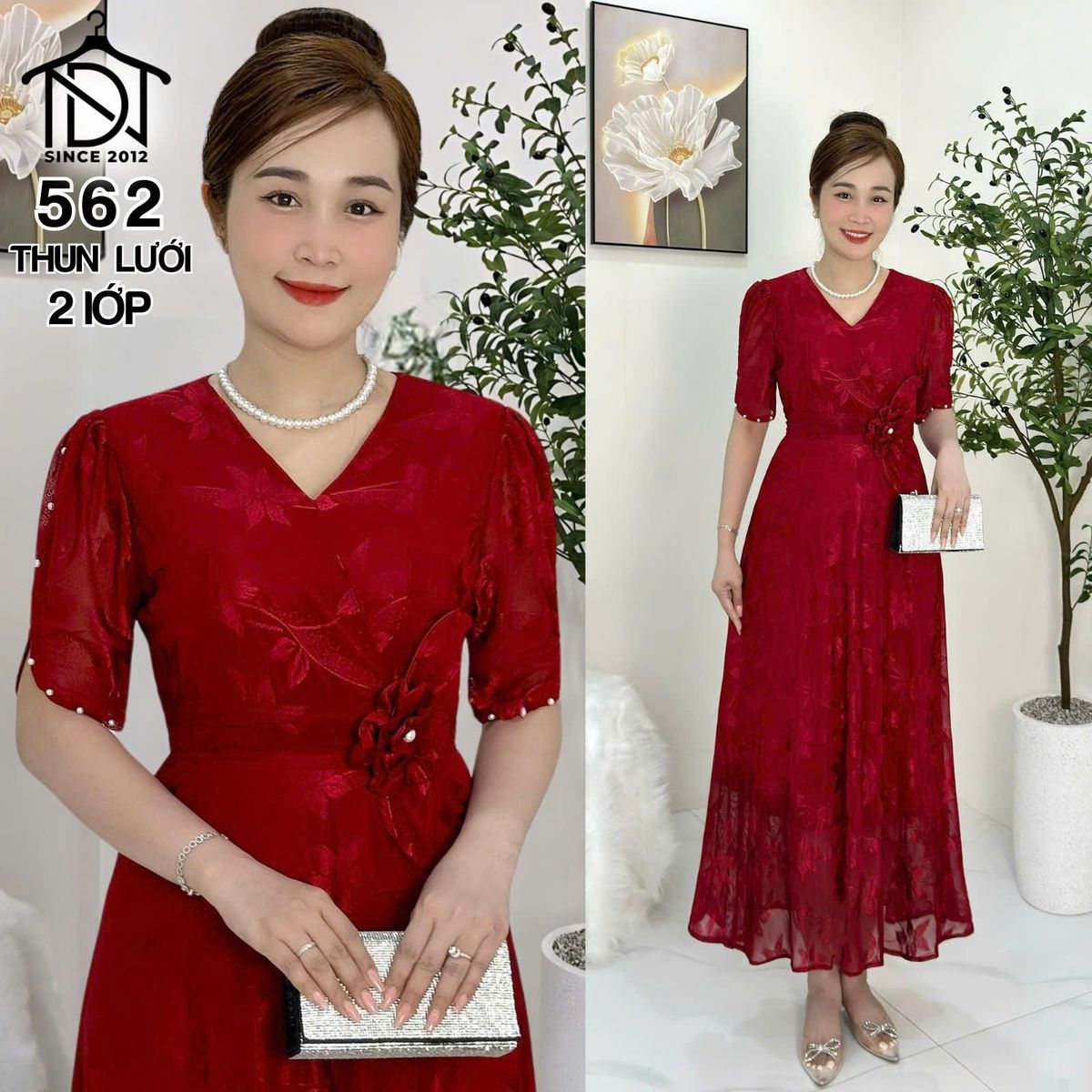Đầm MAXI trung niên dự tiệc sang trọng vải thun lưới tặng mẹ co giãn tốt bigsize 75kg M562 Đầm MAXI trung niên dự tiệc sang trọng vải thun lưới tặng mẹ co giãn tốt bigsize 75kg M562