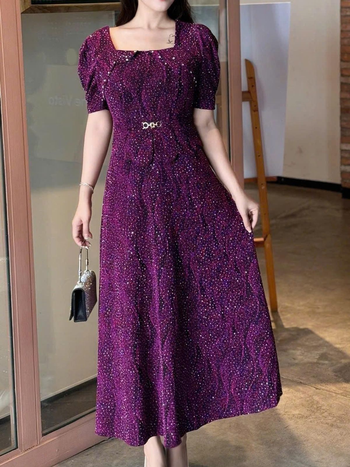 Đầm maxi trung niên dự tiệc - công sở, vải thun nhũ cao cấp đính đá, dáng peplum, tặng mẹ co giãn tốt bigsize M693 Đầm maxi trung niên dự tiệc - công sở, vải thun nhũ cao cấp đính đá, dáng peplum, tặng mẹ co giãn tốt bigsize M693