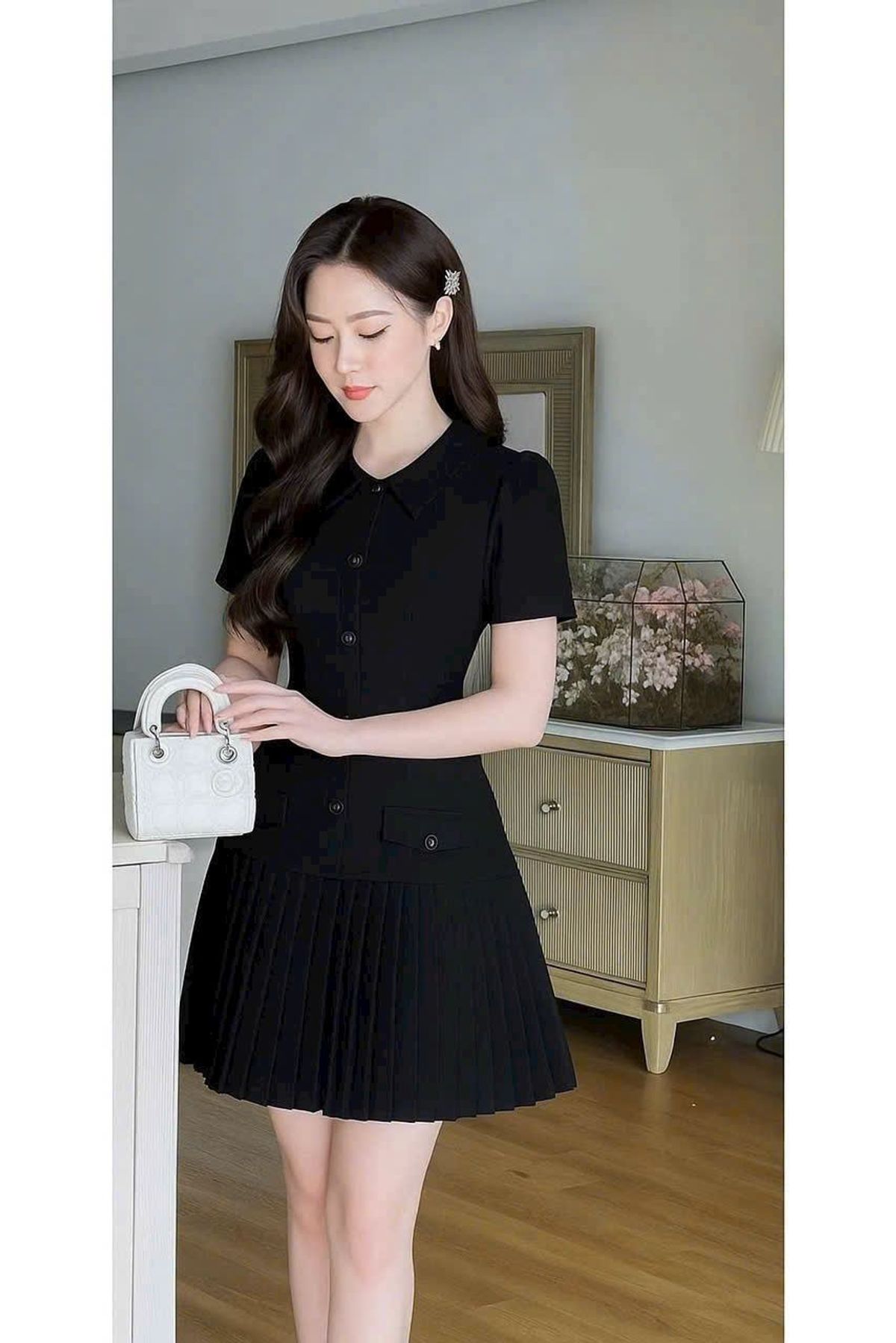 Đầm liền dự tiệc thiết kế dáng xoè dự tiệc chất liệu cotton co giãn, mềm mại, sang trong B5 Đầm liền dự tiệc thiết kế dáng xoè dự tiệc chất liệu cotton co giãn, mềm mại, sang trong B5