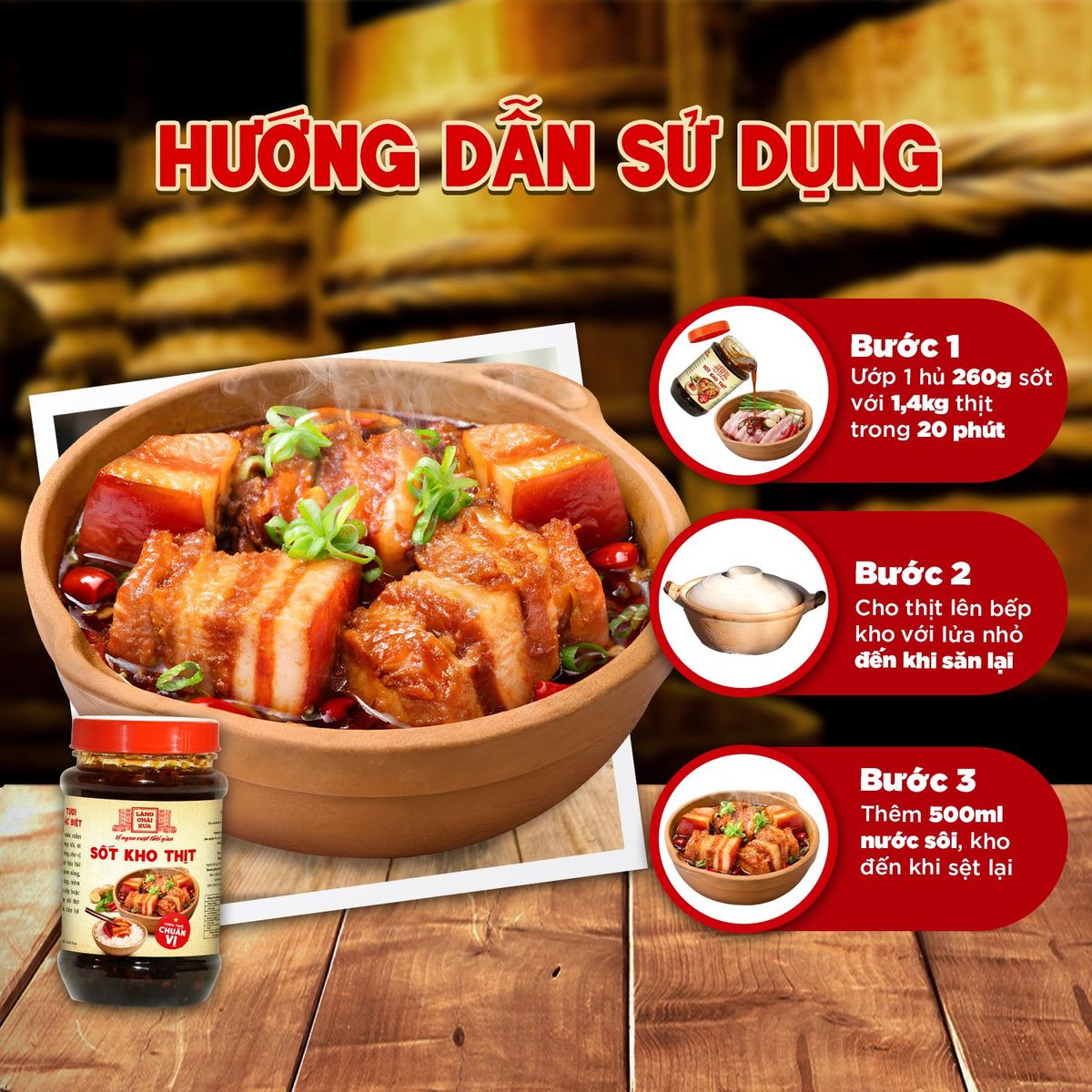 Sốt kho thịt Làng Chài Xưa 260g chuẩn vị kho thịt thơm ngon tròn vị như kho thủ công - kho được 1.4kg thịt Sốt kho thịt Làng Chài Xưa 260g chuẩn vị kho thịt thơm ngon tròn vị như kho thủ công - kho được 1.4kg thịt