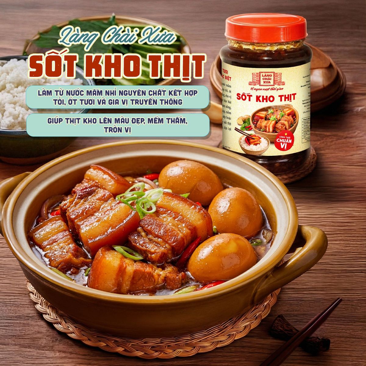Sốt kho thịt Làng Chài Xưa 260g chuẩn vị kho thịt thơm ngon tròn vị như kho thủ công - kho được 1.4kg thịt Sốt kho thịt Làng Chài Xưa 260g chuẩn vị kho thịt thơm ngon tròn vị như kho thủ công - kho được 1.4kg thịt