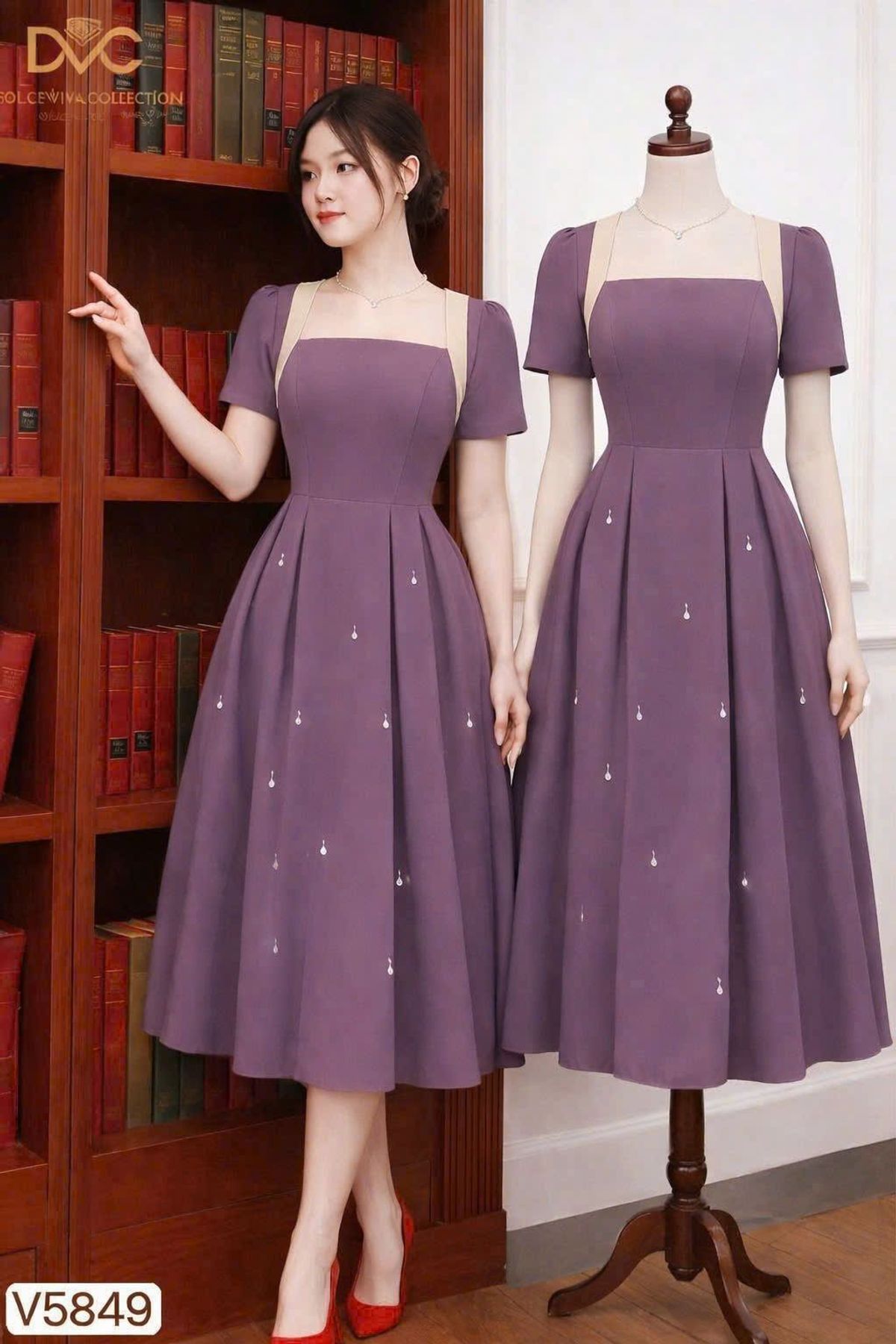 Đầm liền dự tiệc thiết kế dáng xoè giúp che khuyết điểm, dự tiệc chất liệu cotton co giãn, mềm mại, dày dặn B12 Đầm liền dự tiệc thiết kế dáng xoè giúp che khuyết điểm, dự tiệc chất liệu cotton co giãn, mềm mại, dày dặn B12