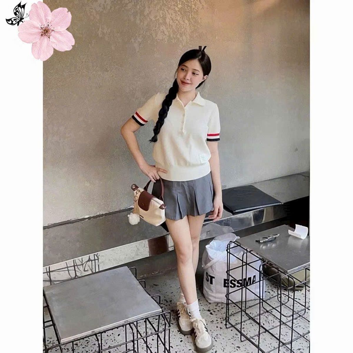 Áo Polo Len Nữ Viền Tay - Thun Len Lưới Mềm Mát Áo Polo Len Nữ Viền Tay - Thun Len Lưới Mềm Mát