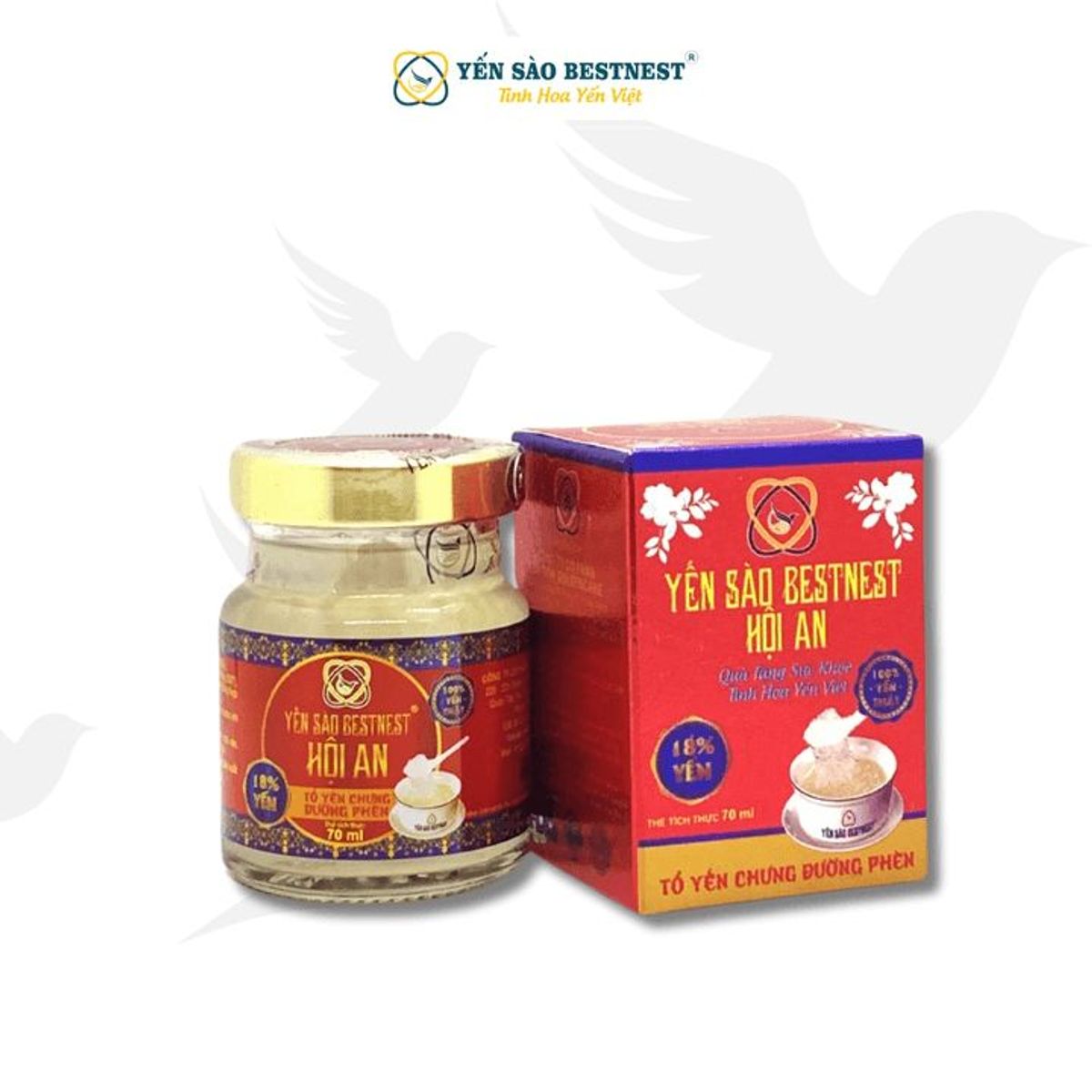 YẾN SÀO BESTNEST HỘI AN - HŨ YẾN CHƯNG SẴN ĐƯỜNG PHÈN 18% - HŨ 70ML YẾN SÀO BESTNEST HỘI AN - HŨ YẾN CHƯNG SẴN ĐƯỜNG PHÈN 18% - HŨ 70ML