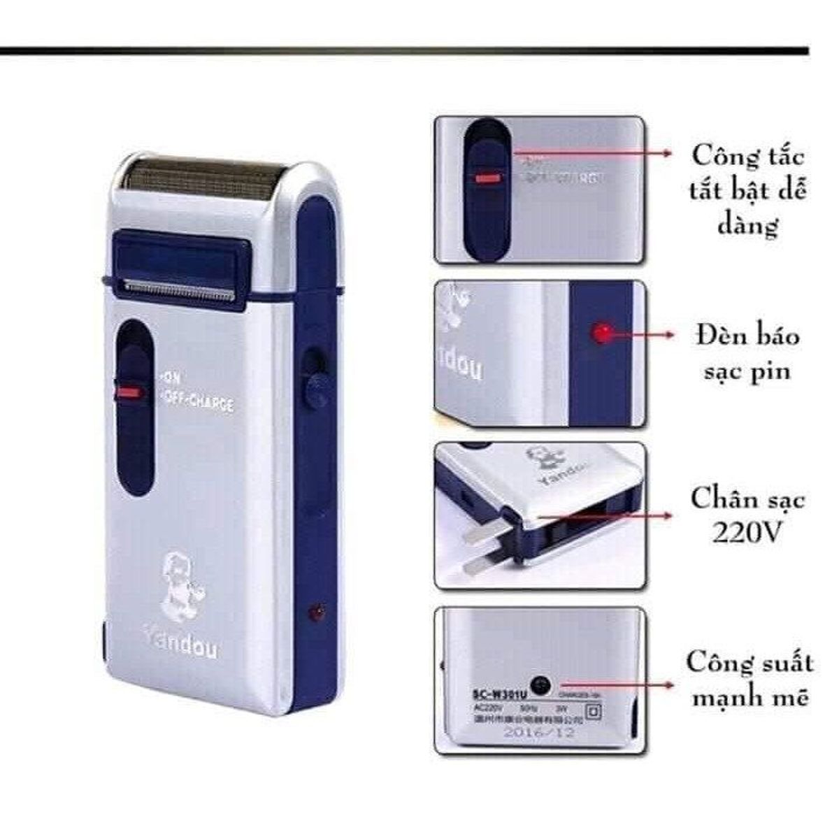 MÁY CẠO RÂU YANDOU SCW 301U SỬ DỤNG SẠC PIN MÁY CẠO RÂU YANDOU SCW 301U SỬ DỤNG SẠC PIN