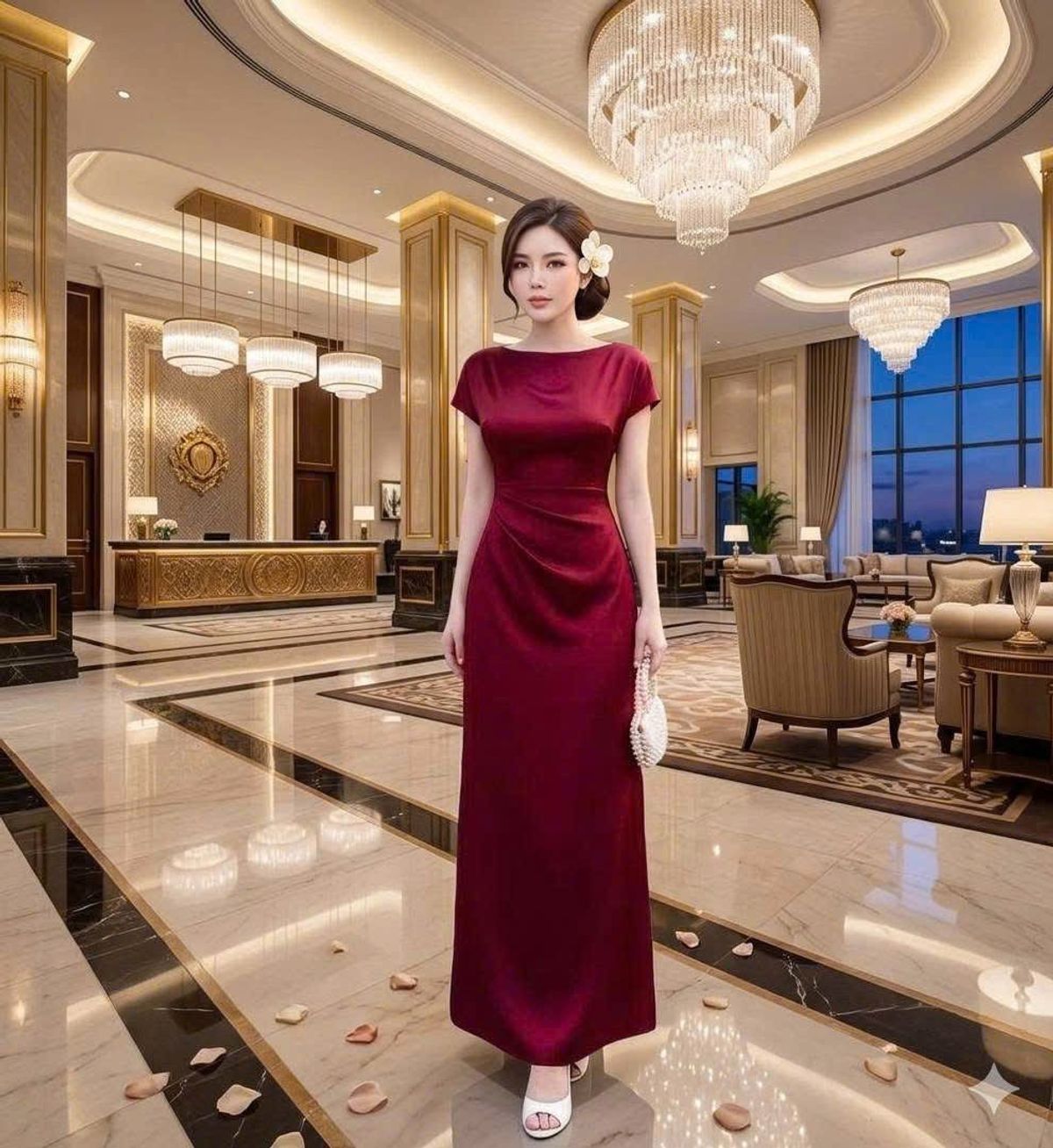 Đầm dạ hội xếp ly sang trọng hàng cao cấp Sk759537 Đầm dạ hội xếp ly sang trọng hàng cao cấp Sk759537