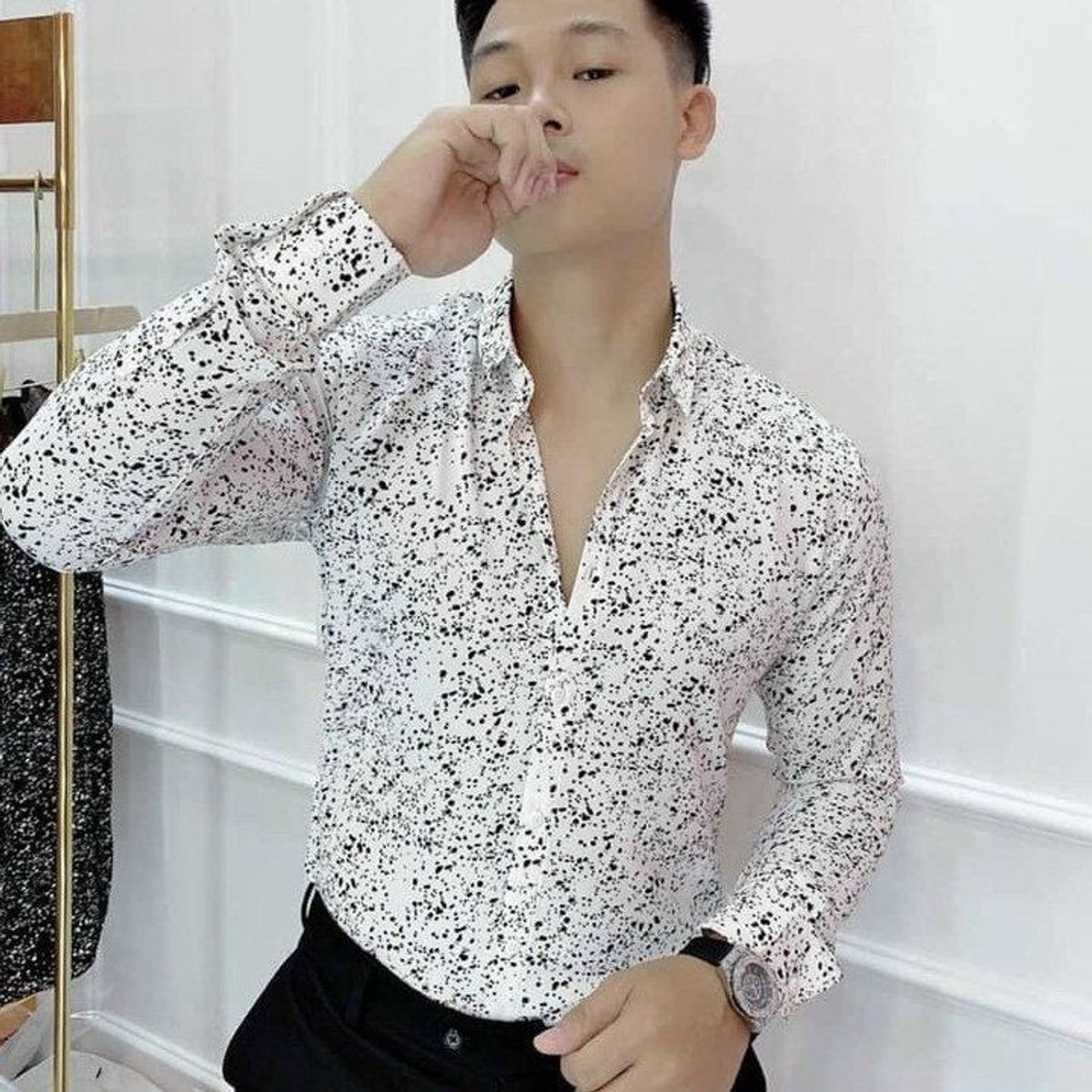 ÁO SƠ MI HỌA TIẾT NAM TUTO5 MENSWEAR SML01 - SƠ MI DÀI TAY LỤA HÀN CHẤM BI SLIM FIT CAO CẤP ÍT NHĂN, PHONG CÁCH, ĐỘC BẢN ÁO SƠ MI HỌA TIẾT NAM TUTO5 MENSWEAR SML01 - SƠ MI DÀI TAY LỤA HÀN CHẤM BI SLIM FIT CAO CẤP ÍT NHĂN, PHONG CÁCH, ĐỘC BẢN