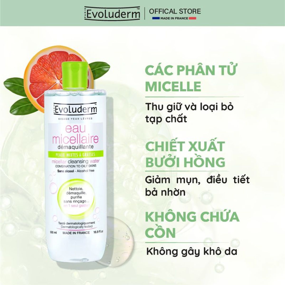 Nước tẩy trang thiên nhiên thuần chay Evoluderm dành cho da dầu mụn hỗn hợp 250ml (HSD 06/2027) Nước tẩy trang thiên nhiên thuần chay Evoluderm dành cho da dầu mụn hỗn hợp 250ml (HSD 06/2027)