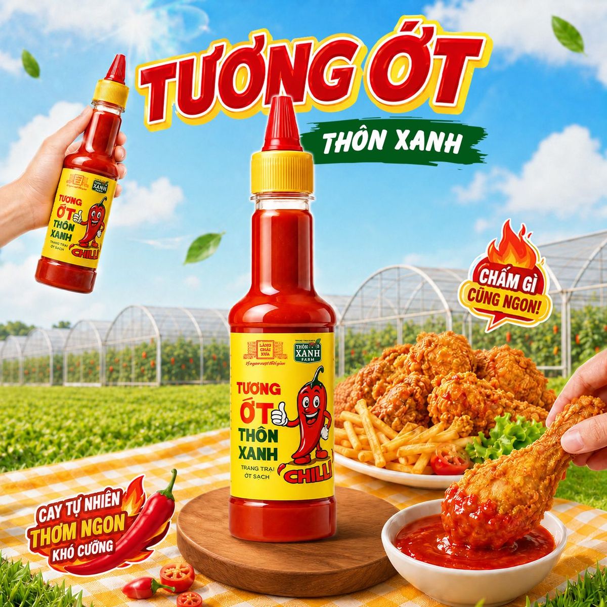 Tương ớt Làng Chài Xưa Chilli chai 270g cay nồng tự nhiên, ớt tươi sạch từ nông trại Thôn Xanh Farm Tương ớt Làng Chài Xưa Chilli chai 270g cay nồng tự nhiên, ớt tươi sạch từ nông trại Thôn Xanh Farm