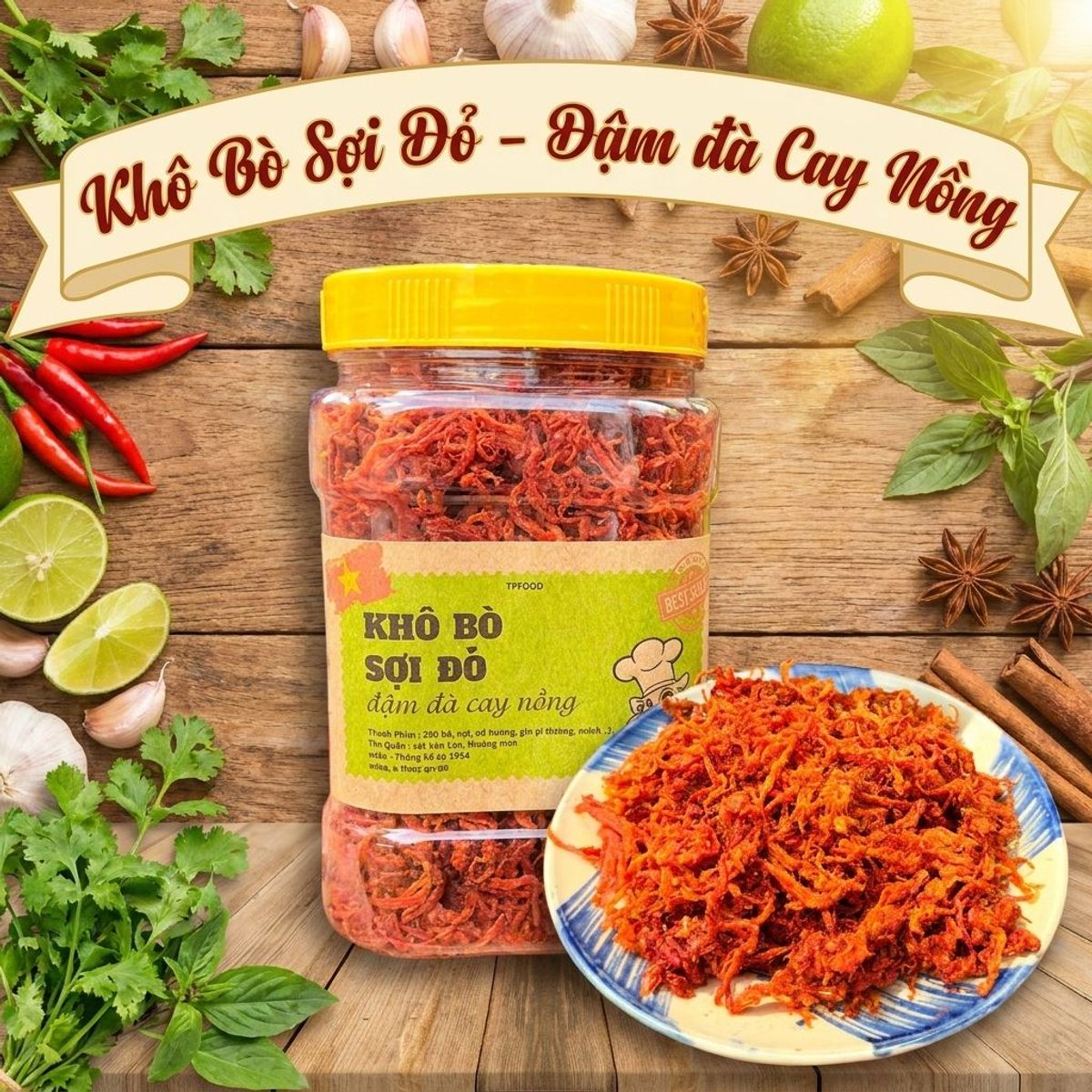 Khô Bò Sợi Đỏ Cay Thơm, Sợi Đậm Đà, Ăn Vặt Cực Cuốn 500g Khô Bò Sợi Đỏ Cay Thơm, Sợi Đậm Đà, Ăn Vặt Cực Cuốn 500g