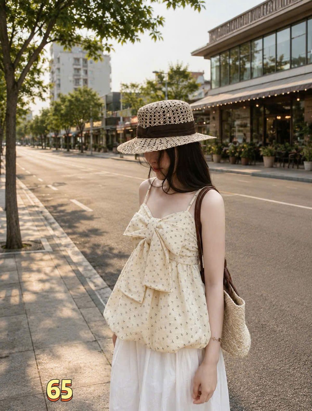 Áo Hai Dây Dáng Bí Babydoll Hoa Nhí Đính Nơ Bản To Nổi Bật #65 Áo Hai Dây Dáng Bí Babydoll Hoa Nhí Đính Nơ Bản To Nổi Bật #65