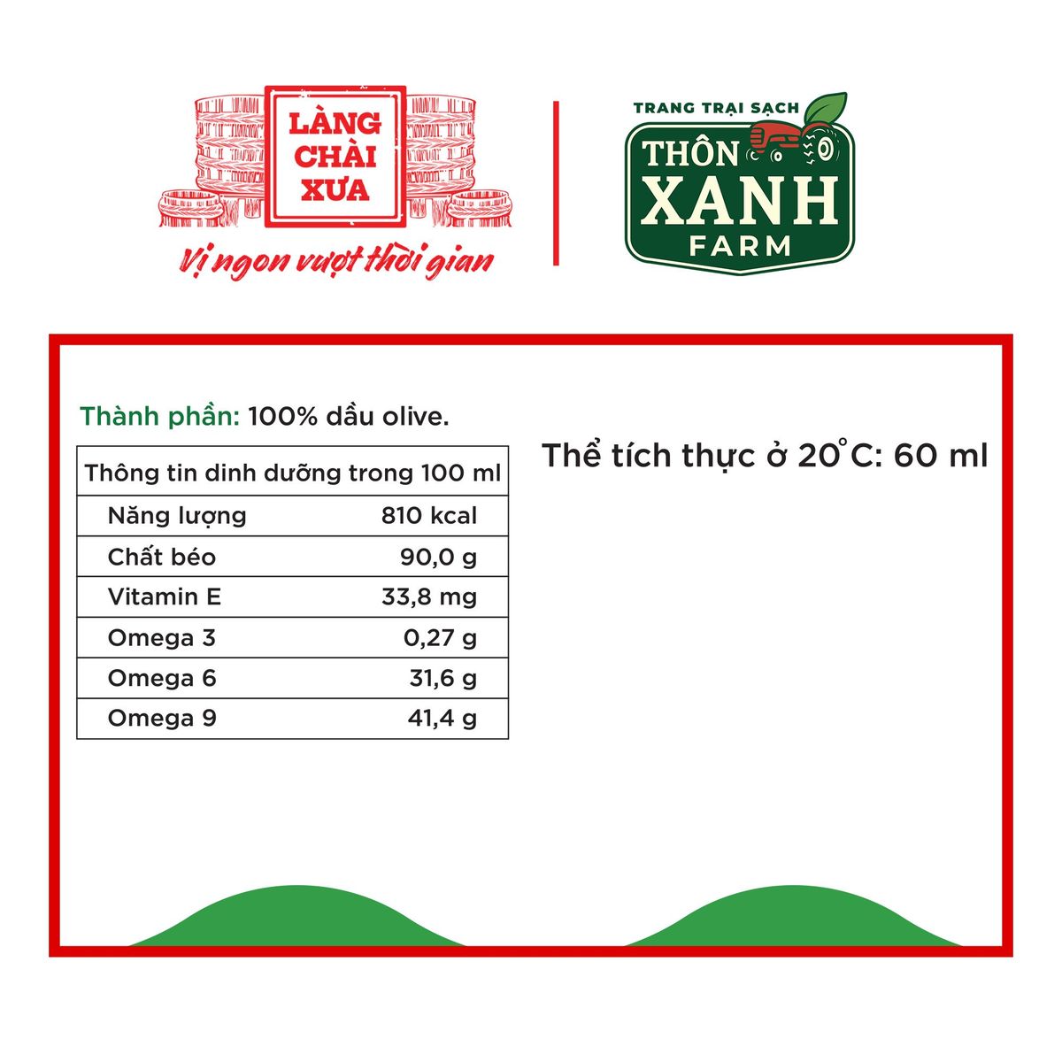 Dầu Olive Nguyên Chất Thôn Xanh Chai 60ml Ép Lạnh Từ ITALIAN OLIVE cho bé ăn dặm Làng Chài Xưa Dầu Olive Nguyên Chất Thôn Xanh Chai 60ml Ép Lạnh Từ ITALIAN OLIVE cho bé ăn dặm Làng Chài Xưa