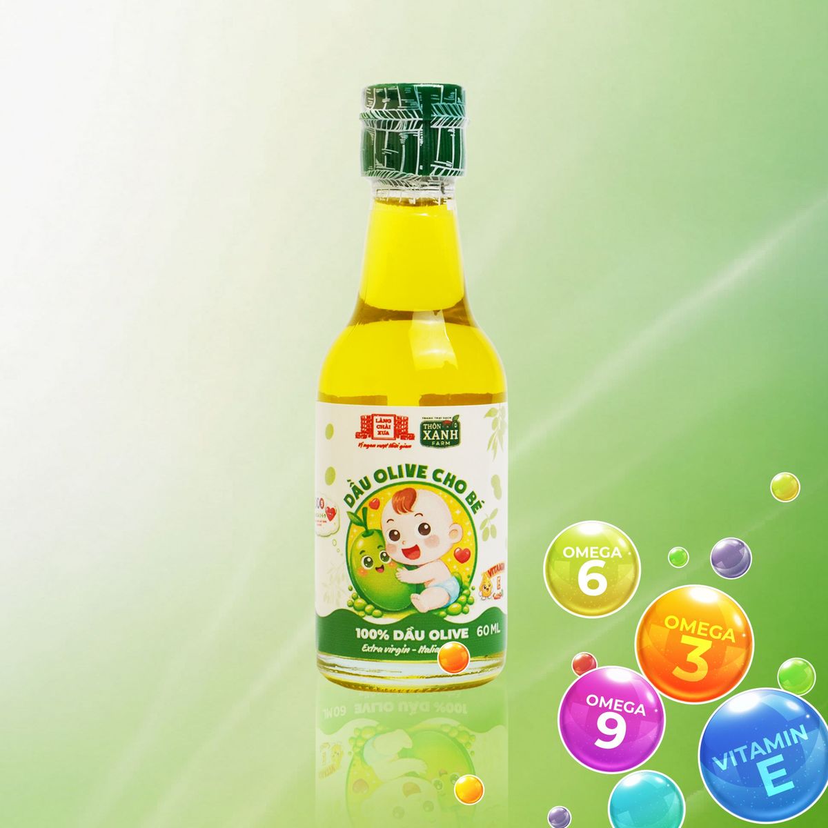 Dầu Olive Nguyên Chất Thôn Xanh Chai 60ml Ép Lạnh Từ ITALIAN OLIVE cho bé ăn dặm Làng Chài Xưa Dầu Olive Nguyên Chất Thôn Xanh Chai 60ml Ép Lạnh Từ ITALIAN OLIVE cho bé ăn dặm Làng Chài Xưa