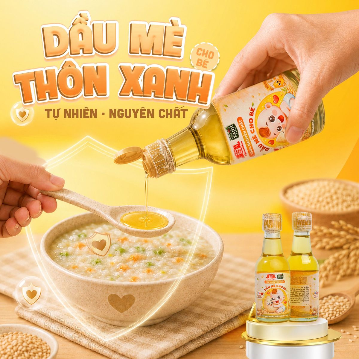 Dầu mè dinh dưỡng cho bé ăn dặm Làng Chài Xưa ép nguội tự nhiên chai 60ml Dầu mè dinh dưỡng cho bé ăn dặm Làng Chài Xưa ép nguội tự nhiên chai 60ml