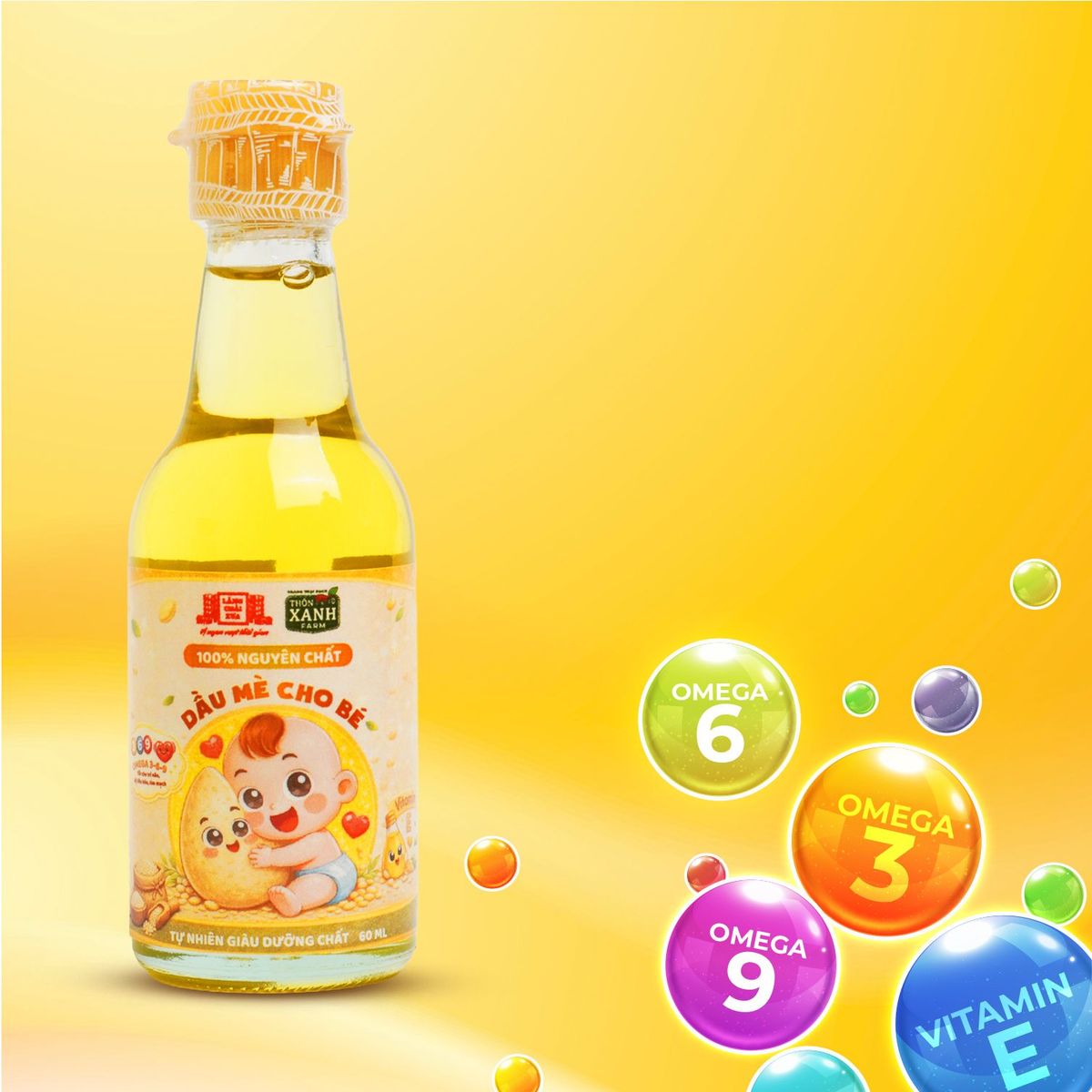 Dầu mè dinh dưỡng cho bé ăn dặm Làng Chài Xưa ép nguội tự nhiên chai 60ml Dầu mè dinh dưỡng cho bé ăn dặm Làng Chài Xưa ép nguội tự nhiên chai 60ml
