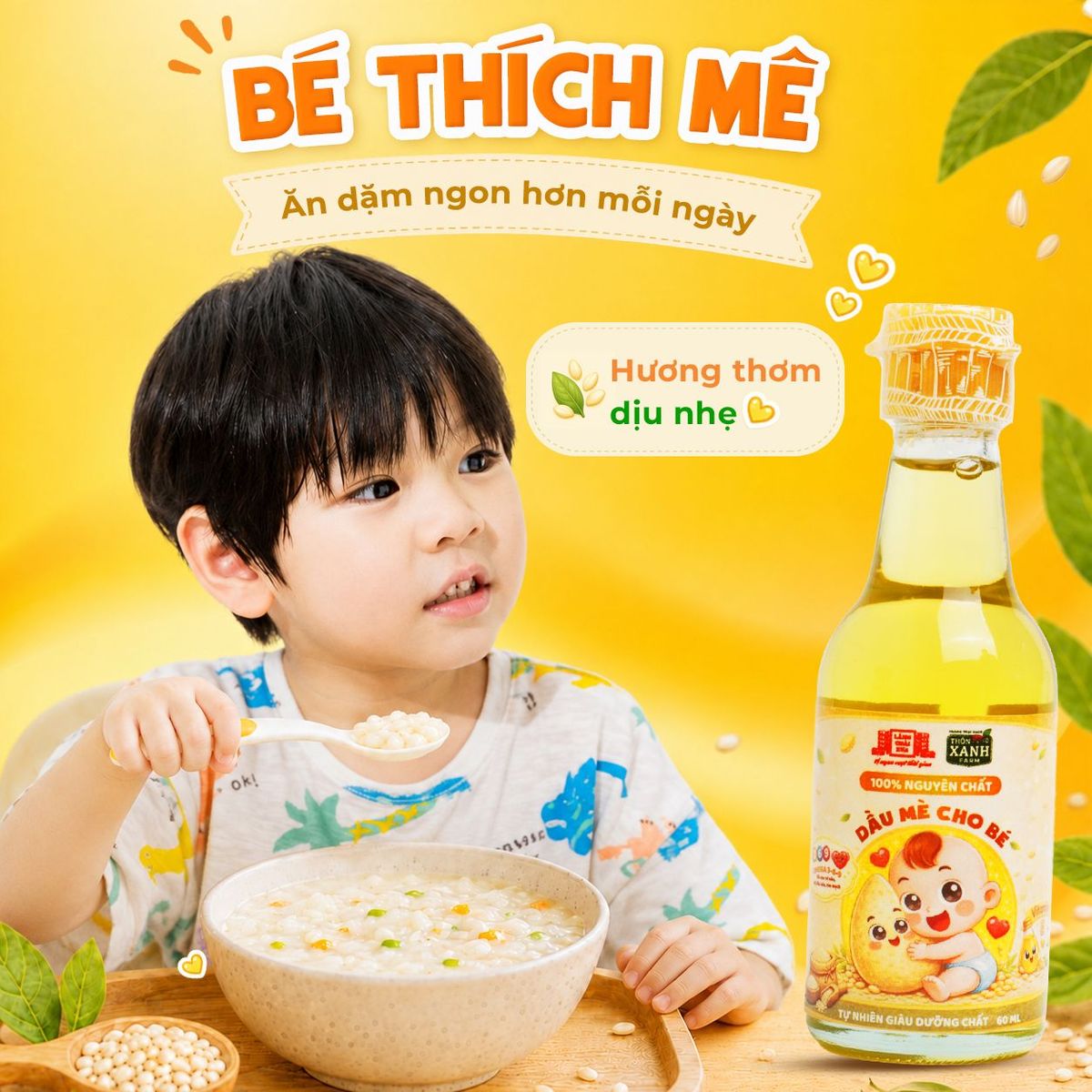 Dầu mè dinh dưỡng cho bé ăn dặm Làng Chài Xưa ép nguội tự nhiên chai 60ml Dầu mè dinh dưỡng cho bé ăn dặm Làng Chài Xưa ép nguội tự nhiên chai 60ml